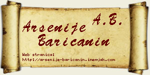 Arsenije Baričanin vizit kartica
